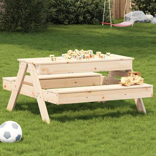vidaXL Picknicktafel met zandbak voor kinderen massief, Tuin en Terras, Tuintafels, Nieuw, Verzenden