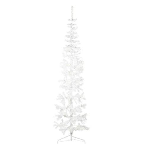 vidaXL Kunstkerstboom half met standaard smal 240 cm wit, Diversen, Kerst, Nieuw, Verzenden