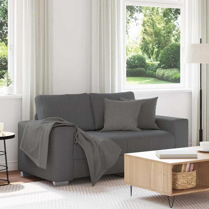 vidaXL Loveseat bank 120 cm corduroy stof donkergrijs, Huis en Inrichting, Zetels | Zetels, Nieuw, Verzenden