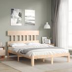 vidaXL Bedframe met hoofdbord massief hout, Huis en Inrichting, Slaapkamer | Bedden, Verzenden, Nieuw