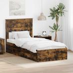 vidaXL Bedframe met hoofdeinde Rook Eiken 90 x 190 cm, Verzenden, Nieuw