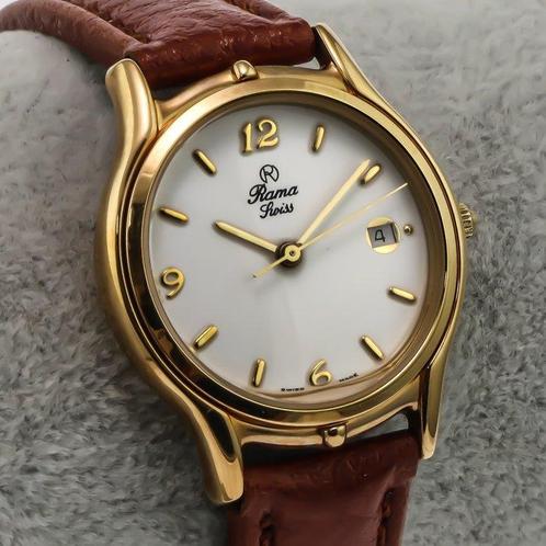 Vintage Rama - Swiss Made - RAL6590-GL-1 - Brown Strap -, Handtassen en Accessoires, Horloges | Heren