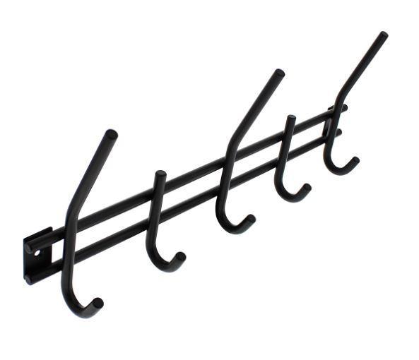 Intersteel garderoberek 378x155mm 5 haken zwart, Huis en Inrichting, Woonaccessoires | Kapstokken, Nieuw, Overige materialen