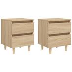vidaXL Nachtkastjes 2 st met houten poten 40x35x50cm sonoma, Huis en Inrichting, Slaapkamer | Nachtkastjes, Verzenden, Nieuw