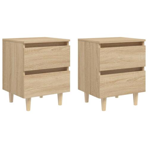 vidaXL Nachtkastjes 2 st met houten poten 40x35x50cm sonoma, Huis en Inrichting, Slaapkamer | Nachtkastjes, Nieuw, Verzenden
