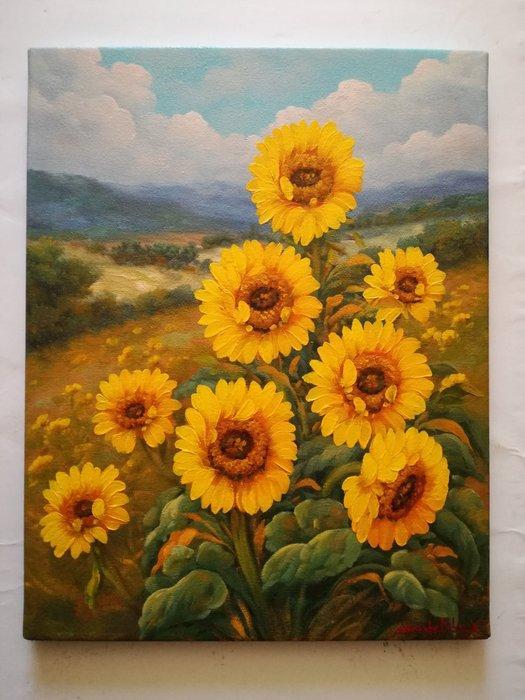 Gabriele Fabris (1958) - Paesaggio della Toscana ( girasoli, Antiek en Kunst, Curiosa en Brocante