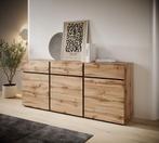 Meubella Dressoir Cainan eiken zwart 180 cm, Verzenden, Nieuw, 25 tot 50 cm, 150 tot 200 cm