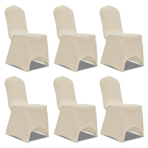 vidaXL Stoelhoes Stretch Crème (6 stuks), Tuin en Terras, Tuinmeubel-accessoires, Nieuw, Verzenden