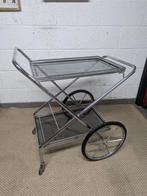 Serveerwagen - Staal, Glas, Rubber - Vintage serveerwagen –, Antiek en Kunst, Curiosa en Brocante