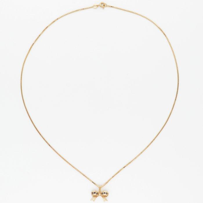 Halsketting - 18 karaat Geel goud Saffier - Strik, Handtassen en Accessoires, Kettingen