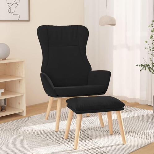 vidaXL Relaxstoel met voetenbank stof zwart, Huis en Inrichting, Fauteuils, Nieuw, Verzenden