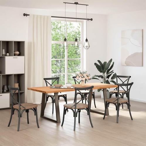 vidaXL Eettafel rechthoekig 220x90x74 cm massief eikenhout, Huis en Inrichting, Tafels | Eettafels, Nieuw, Verzenden