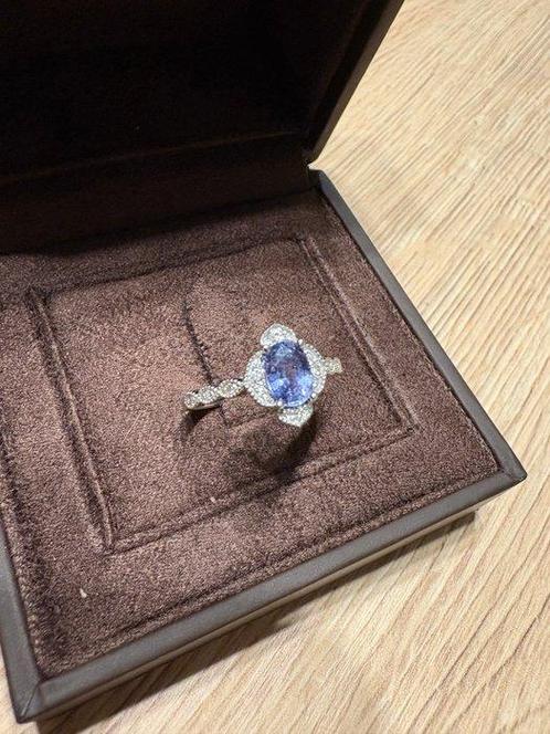 Bague - 18 carats Or blanc - 1.54ct. tw. Saphir - Diamant, Handtassen en Accessoires, Ringen
