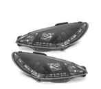 PHARES POUR PEUGEOT 206 98-08 FEUX DIURNES LED FOND NOIR, Auto-onderdelen, Verlichting, Verzenden, Nieuw