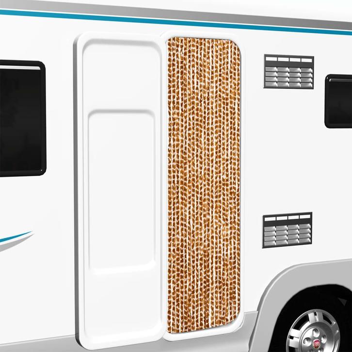 vidaXL Vliegengordijn 56x185 cm chenille oker en wit, Doe-het-zelf en Bouw, Deuren en Vliegenramen, Nieuw, Verzenden