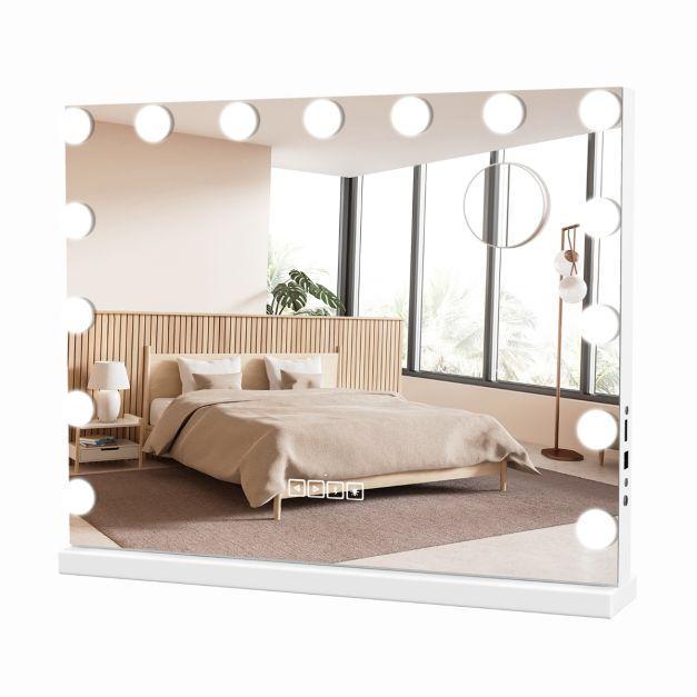 2dekans | Coast Make-up Spiegel met 15 LEDs - wit - 58 x 48, Huis en Inrichting, Woonaccessoires | Spiegels, Ophalen of Verzenden