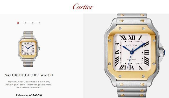 Cartier - Santos de Cartier Medium Gold/Steel - W2SA0016 -, Handtassen en Accessoires, Horloges | Heren