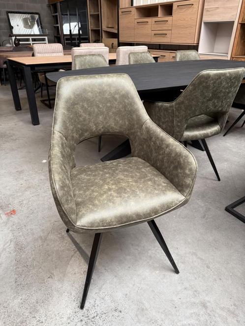 Dante armstoel olijfgroen, met returnfunctie(nieuw, A-keuze), Huis en Inrichting, Stoelen, Nieuw, Metaal, Stof