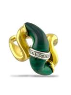 Ring - 18 karaat Geel goud, 18K goud draaiende groene steen, Nieuw