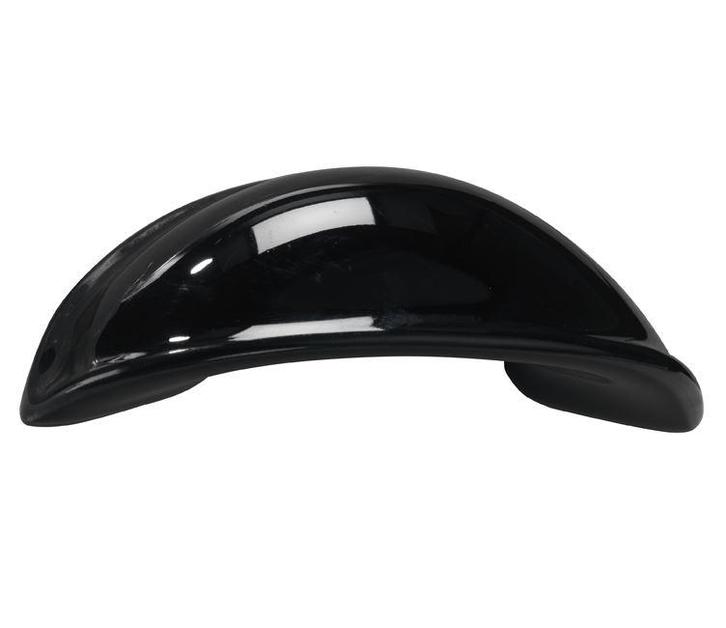 Schelpgreep porselein 64mm zwart, Doe-het-zelf en Bouw, Hang- en Sluitwerk, Klink of Kruk, Nieuw, Overige materialen