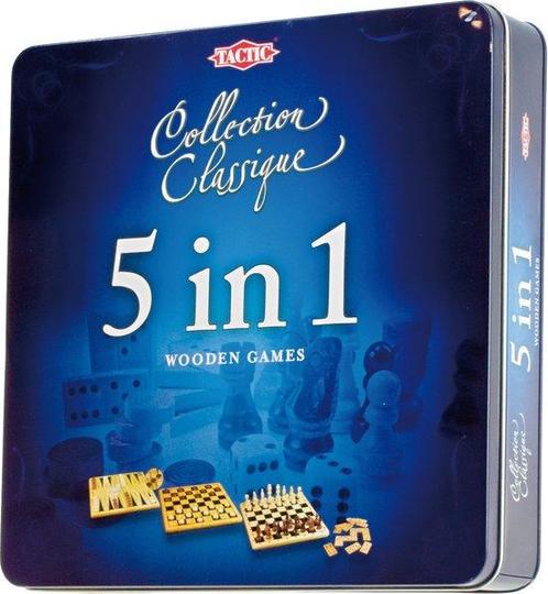 Tactic 5 in 1 Hout - Schaken - Dammen - Tic Tac Toe - Bac..., Kinderen en Baby's, Speelgoed | Kinderpuzzels, Nieuw, Verzenden