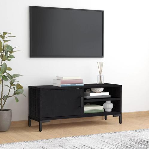 vidaXL Tv-meubel 90x30x40 cm massief grenenhout zwart, Huis en Inrichting, Kasten |Televisiemeubels, Nieuw, Verzenden
