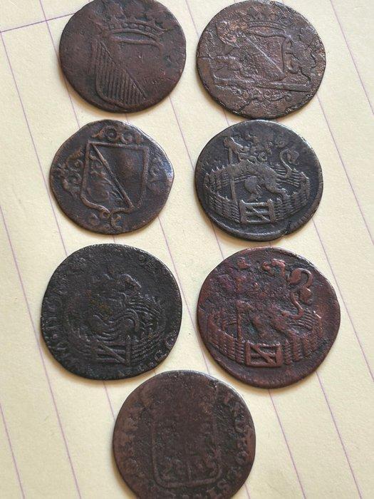 Nederland, Provinciale munten Duit 1625 / 1789, 7 stuks, Postzegels en Munten, Munten | Nederland