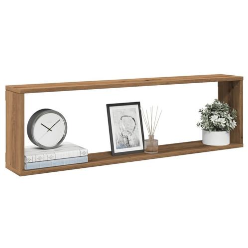 vidaXL Wandschappen kubus 4st 100x15x30cm bewerkt hout, Huis en Inrichting, Kasten | Wandmeubels, Nieuw, Verzenden