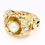 Ring - 14 karaat Geel goud Parel, Handtassen en Accessoires, Ringen, Nieuw