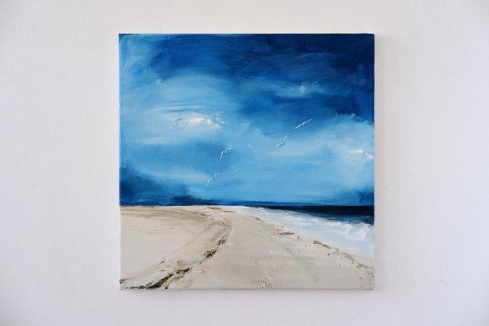Matthieu van Riel - Ameland Beach, Birds, Antiek en Kunst, Kunst | Schilderijen | Modern