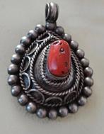 Koraal - Zilver - Ketting met hanger - Vintage koraalhanger, Antiek en Kunst