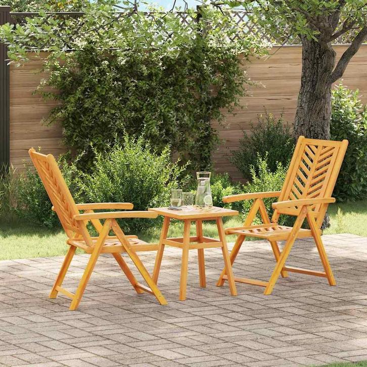 vidaXL Tuin Bistro Set Bruin Massief acaciahout, Tuin en Terras, Tuintafels, Nieuw, Verzenden