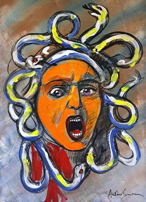 Antonio Sciacca (1957) - Testa di Medusa, Antiek en Kunst, Kunst | Schilderijen | Klassiek