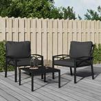 vidaXL Tuinstoel met grijze kussens 68x76x79 cm staal, Tuin en Terras, Verzenden, Nieuw