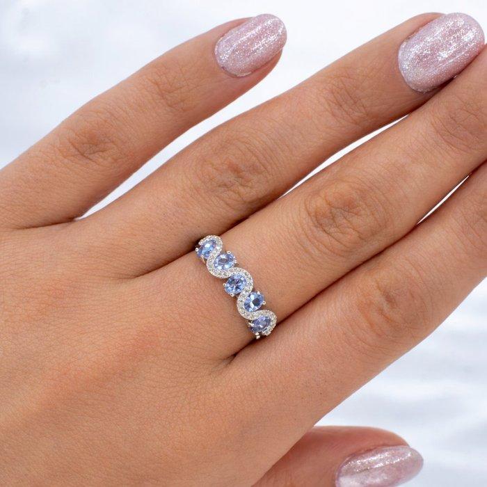 Zonder minimumprijs - Ring Verguld Tanzaniet - Topaas - 18kt, Handtassen en Accessoires, Ringen