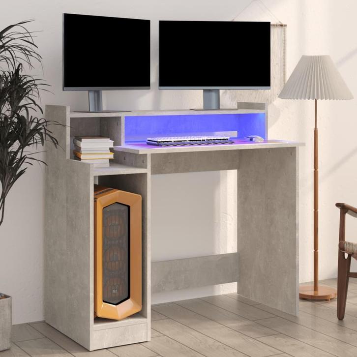 vidaXL Bureau met LED-verlichting 97x45x90 cm bewerkt hout, Huis en Inrichting, Bureaus, Nieuw, Verzenden