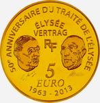 France. 5 Euro 2013 Paris Treaty of Élysée Proof  (Sans, Timbres & Monnaies