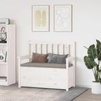 vidaXL Bankje 112,5x51,5x96,5 cm massief grenenhout wit, Verzenden