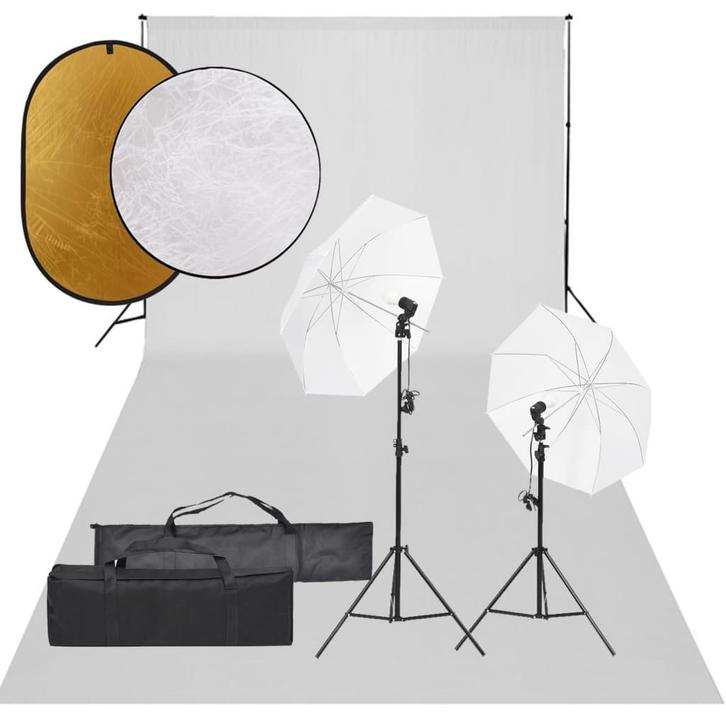 vidaXL Fotostudioset met verlichtingsset, achtergrond en, Audio, Tv en Foto, Fotografie | Fotostudio en Toebehoren, Nieuw, Verzenden