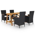 vidaXL 5-delige Tuinset met kussens zwart, Tuin en Terras, Verzenden, Nieuw, Tuinset