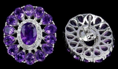 Zonder Minimumprijs - Oorbellen Zilver Amethist, Handtassen en Accessoires, Oorbellen