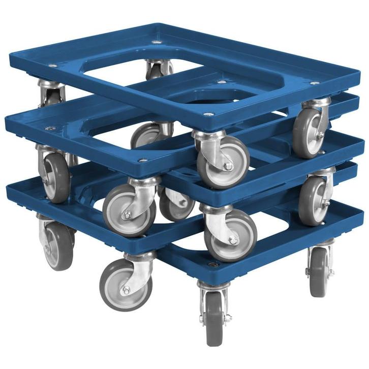 Dolly 60x40x15 Blauw met 4 rubberen zwenkwielen Nieuw Set, Zakelijke goederen, Kantoor en Winkelinrichting | Magazijn, Stelling en Opslag
