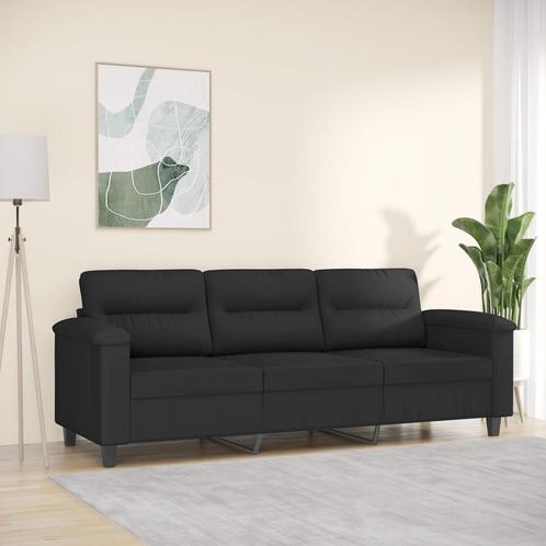 vidaXL Driezitsbank 180 cm microvezelstof zwart, Huis en Inrichting, Zetels | Zetels, Nieuw, Verzenden
