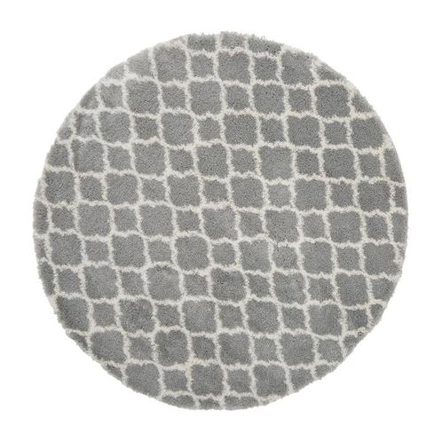 Vloerkleed rond 150 cm - grijs met wit - hoogpolig, Huis en Inrichting, Stoffering | Tapijten en Vloerkleden, Verzenden