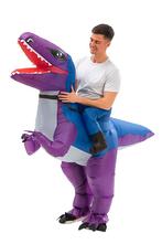 KIMU® Opblaas Kostuum Kinderen Rijdend op Velociraptor Paars, Kinderen en Baby's, Ophalen of Verzenden, Nieuw