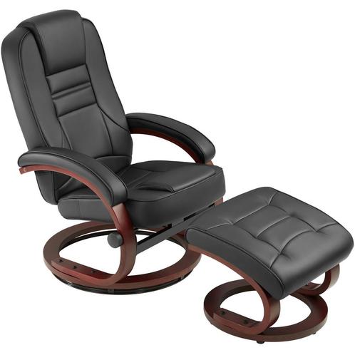tectake TV-fauteuil met krukje model 2 - zwart/bruin, Huis en Inrichting, Stoelen, Verzenden