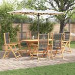 vidaXL Tuin Eettafel Set 7 pcs Grijs Massief acaciahout en, Tuin en Terras, Verzenden, Nieuw