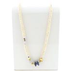 18 Krt. Gouden barokparel collier met chalcedoon en sodal..., Handtassen en Accessoires, Kettingen, Gebruikt, Overige kleuren
