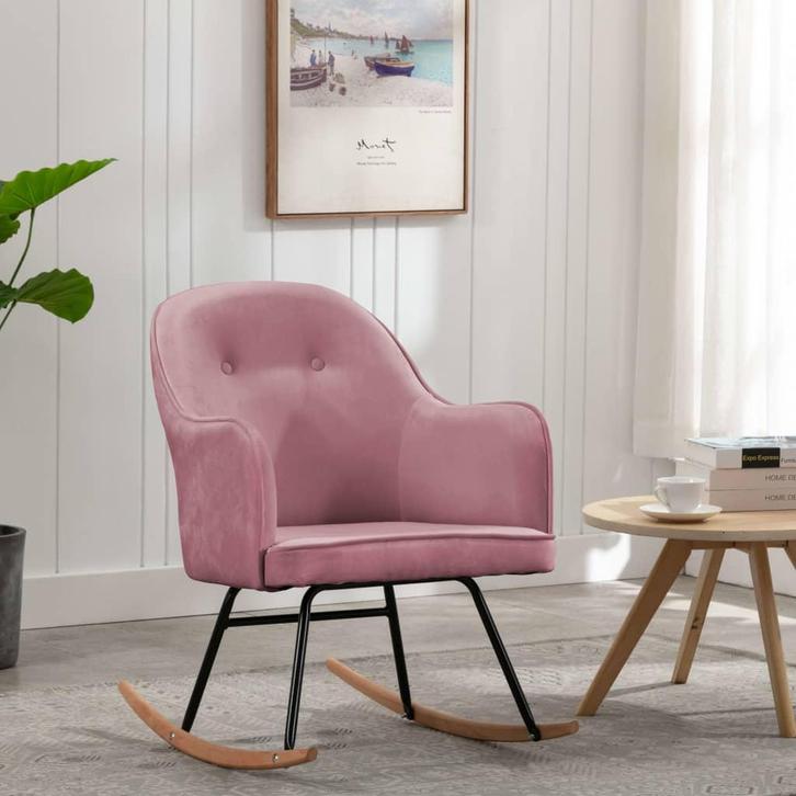 vidaXL Schommelstoel fluweel roze, Huis en Inrichting, Stoelen, Nieuw, Verzenden