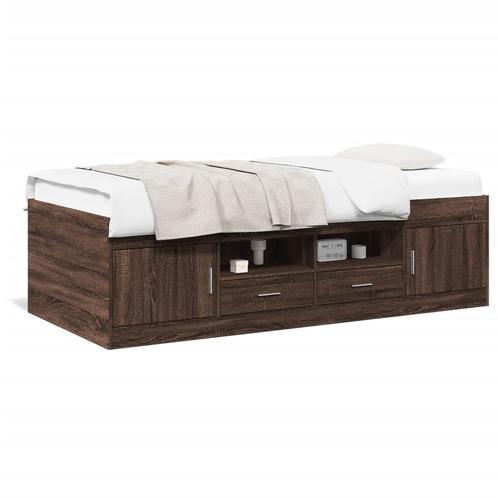 vidaXL Lit de jour et tiroirs chêne marron 90x200cm bois, Maison & Meubles, Chambre à coucher | Lits, Neuf, Envoi